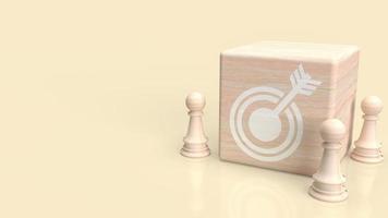 The target icon on wood cube for abstract or business concept 3d rendering photo