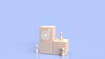 The target icon on wood cube for abstract or business concept 3d rendering photo