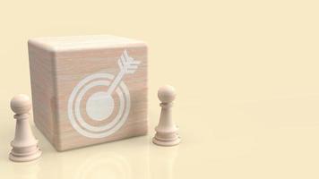 The target icon on wood cube for abstract or business concept 3d rendering photo