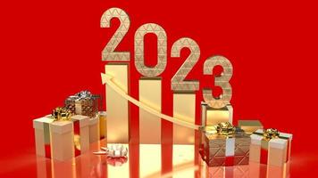 The 2023 gold number for new year or celebration  concept 3d rendering photo