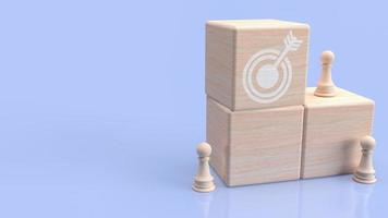 The target icon on wood cube for abstract or business concept 3d rendering photo