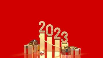 The 2023 gold number for new year or celebration  concept 3d rendering photo