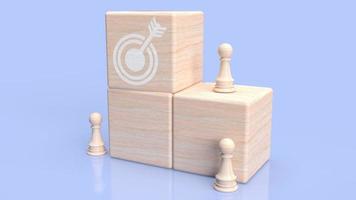 The target icon on wood cube for abstract or business concept 3d rendering photo