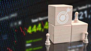 The target icon on wood cube for abstract or business concept 3d rendering photo