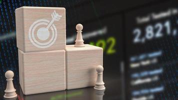 The target icon on wood cube for abstract or business concept 3d rendering photo