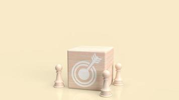 The target icon on wood cube for abstract or business concept 3d rendering photo