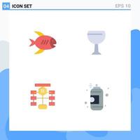 4 Flat Icon concept for Websites Mobile and Apps beach chart sea beer database Editable Vector Design Elements