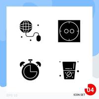 paquete moderno de 4 iconos símbolos de glifos sólidos aislados en fondo blanco para el diseño de sitios web vector