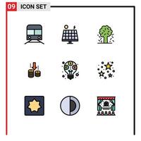 conjunto de 9 iconos de interfaz de usuario modernos símbolos signos para análisis transferir dinero solar naturaleza elementos de diseño vectorial editables vector