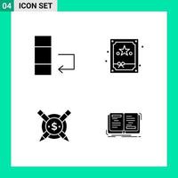 Pack of 4 Solid Style Icon Set Glyph Symbols for print Creative Signs Isolated on White Background 4 Icon Set vector