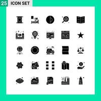 Set of 25 Modern UI Icons Symbols Signs for education book earth pan camping Editable Vector Design Elements