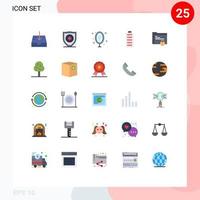 Group of 25 Flat Colors Signs and Symbols for folder full mirror energy electric Editable Vector Design Elements