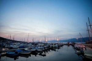 Boats at sunset photo