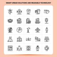 OutLine 25 Smart Urban Solutions And Wearable Technology Icon set Vector Line Style Design Black Icons Set Linear pictogram pack Web and Mobile Business ideas design Vector Illustration