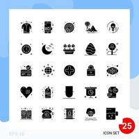 paquete moderno de 25 iconos símbolos de glifos sólidos aislados en fondo blanco para el diseño de sitios web vector