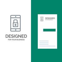 Application Lock Lock Application Mobile Mobile Application Grey Logo Design and Business Card Template vector