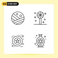 4 Creative Icons for Modern website design and responsive mobile apps 4 Outline Symbols Signs on White Background 4 Icon Pack vector