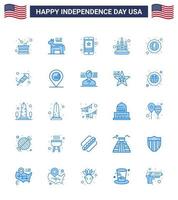 Big Pack of 25 USA Happy Independence Day USA Vector Blues and Editable Symbols of american fire symbol candle mobile Editable USA Day Vector Design Elements