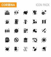 Coronavirus awareness icons 25 Solid Glyph icon Corona Virus Flu Related such as bacteria sick hand people healthcare viral coronavirus 2019nov disease Vector Design Elements