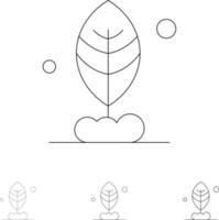 Leaf Plant Motivation Bold and thin black line icon set vector