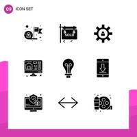 User Interface Pack of 9 Basic Solid Glyphs of creative home real estate printing support Editable Vector Design Elements