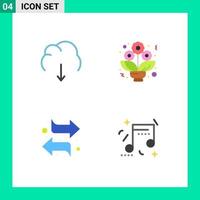 Editable Vector Line Pack of 4 Simple Flat Icons of cloud switch multimedia flower right Editable Vector Design Elements