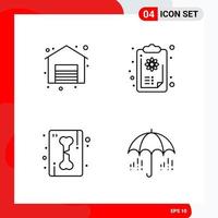 Creative Set of 4 Universal Outline Icons isolated on White Background vector