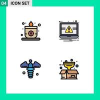 Stock Vector Icon Pack of 4 Line Signs and Symbols for candle medical sign essentials alert box Editable Vector Design Elements