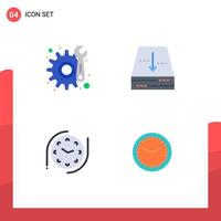 Group of 4 Modern Flat Icons Set for gear watch archive down office Editable Vector Design Elements