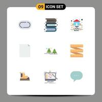 User Interface Pack of 9 Basic Flat Colors of tree camping for forest file Editable Vector Design Elements