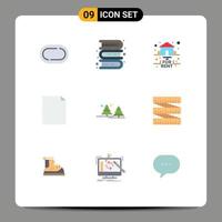 User Interface Pack of 9 Basic Flat Colors of tree camping for forest file Editable Vector Design Elements