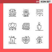 9 Icon Pack Line Style Outline Symbols on White Background Simple Signs for general designing vector