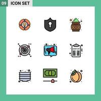 Set of 9 Modern UI Icons Symbols Signs for marketing chat color space galaxy Editable Vector Design Elements