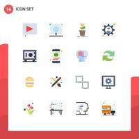 Pictogram Set of 16 Simple Flat Colors of safe deposit game business solution brainstorming Editable Pack of Creative Vector Design Elements