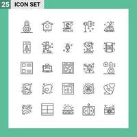 Mobile Interface Line Set of 25 Pictograms of day studio light equality spotlight light Editable Vector Design Elements