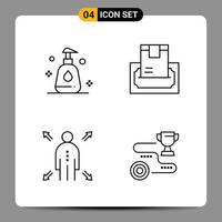 4 Black Icon Pack Outline Symbols Signs for Responsive designs on white background 4 Icons Set vector