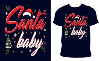 diseño de vector de camiseta de navidad de bebé santa