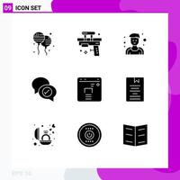 Modern Set of 9 Solid Glyphs Pictograph of finance chatting water mail chat Editable Vector Design Elements