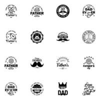 16 Black Happy Fathers Day Design Collection A set of twelve brown colored vintage style Fathers Day Designs on light background Editable Vector Design Elements