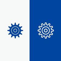 Gear Setting Wheel Line and Glyph Solid icon Blue banner Line and Glyph Solid icon Blue banner vector