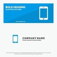 Cell Mobile Phone Call SOlid Icon Website Banner and Business Logo Template vector