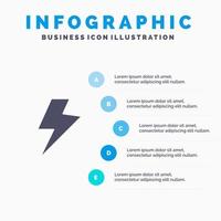 Power Charge Electric Solid Icon Infographics 5 Steps Presentation Background vector