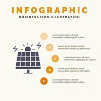 energía medio ambiente verde solar sólido icono infografía 5 pasos presentación antecedentes vector