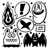 Collection set sketch doodle Illustration hand drawn black and white vector