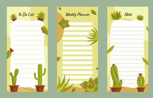 plantilla de diario con cactus y suculentas vector