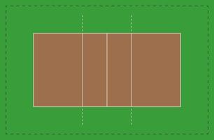 Empty scheme of the volleyball court with observance of standard proportions, with markings, vector isolated.