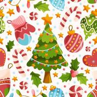 Christmas Doodle Cute Seamless Pattern Background vector