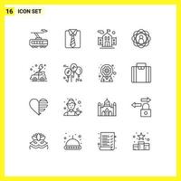 Modern Set of 16 Outlines and symbols such as day skills school research development Editable Vector Design Elements