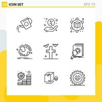 Collection of 9 Universal Line Icons Icon Set for Web and Mobile vector