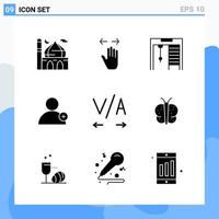 Modern 9 solid style icons Glyph Symbols for general use Creative Solid Icon Sign Isolated on White Background 9 Icons Pack vector